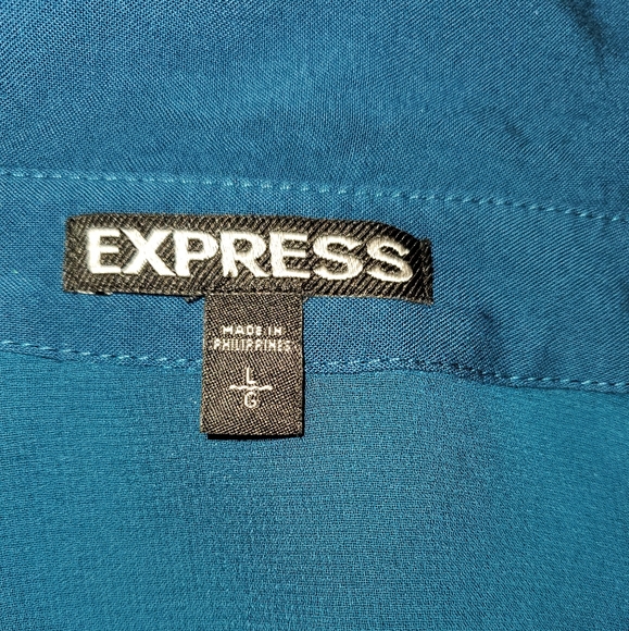 EUC Express Womans Teal Button-down Top Sz L - Picture 8 of 9